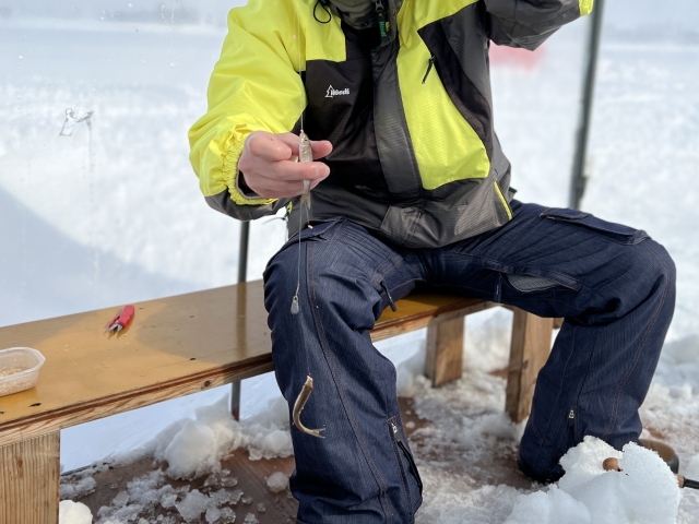 ワカサギ釣りセットでワカサギ釣り