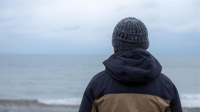 真冬にニット帽を被った時の写真