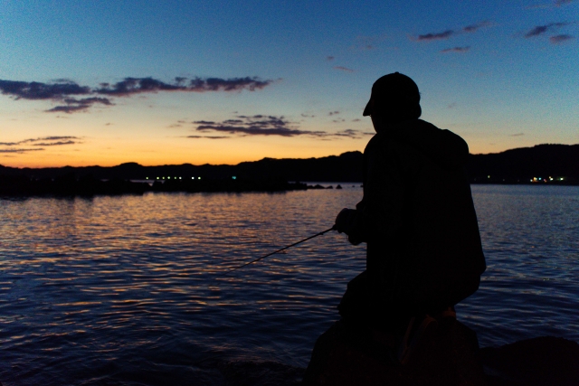 夜釣りをしている時の写真