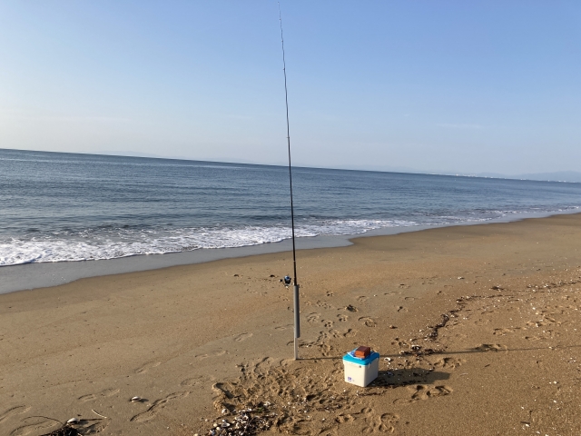 投げ竿でキス釣りをした時の写真