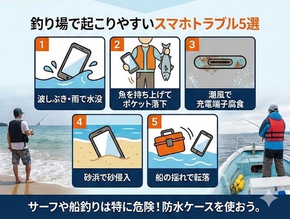 釣り場で起こりやすいスマホトラブル5選